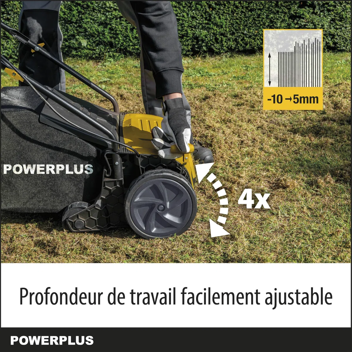 Powerplus POWXG75130-1300 W e larghezza di taglio 320 mm, ventola 2 in 1 e articolatore elettrico per il vostro giardino