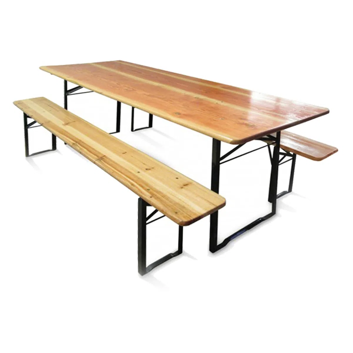 Dmora Set Tavolo e panchine richiudibili da birreria, Colore Marrone, Misure Tavolo 220 x 76 x 80 cm, Misure Panca 220 x 46 x 24 cm