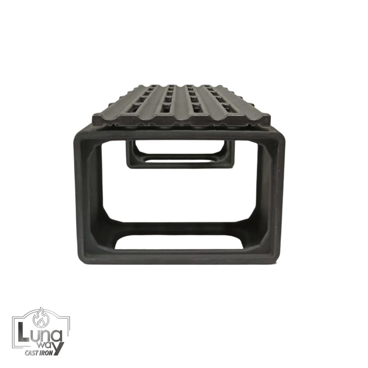 Griglia in Ghisa 48x17cm + Coppia supporti BBQ Blocks | Cottura uniforme e professionale | Reversibile | Doppia smaltatura Black di LUNAWAY | Sistema modulare per barbecue lineari