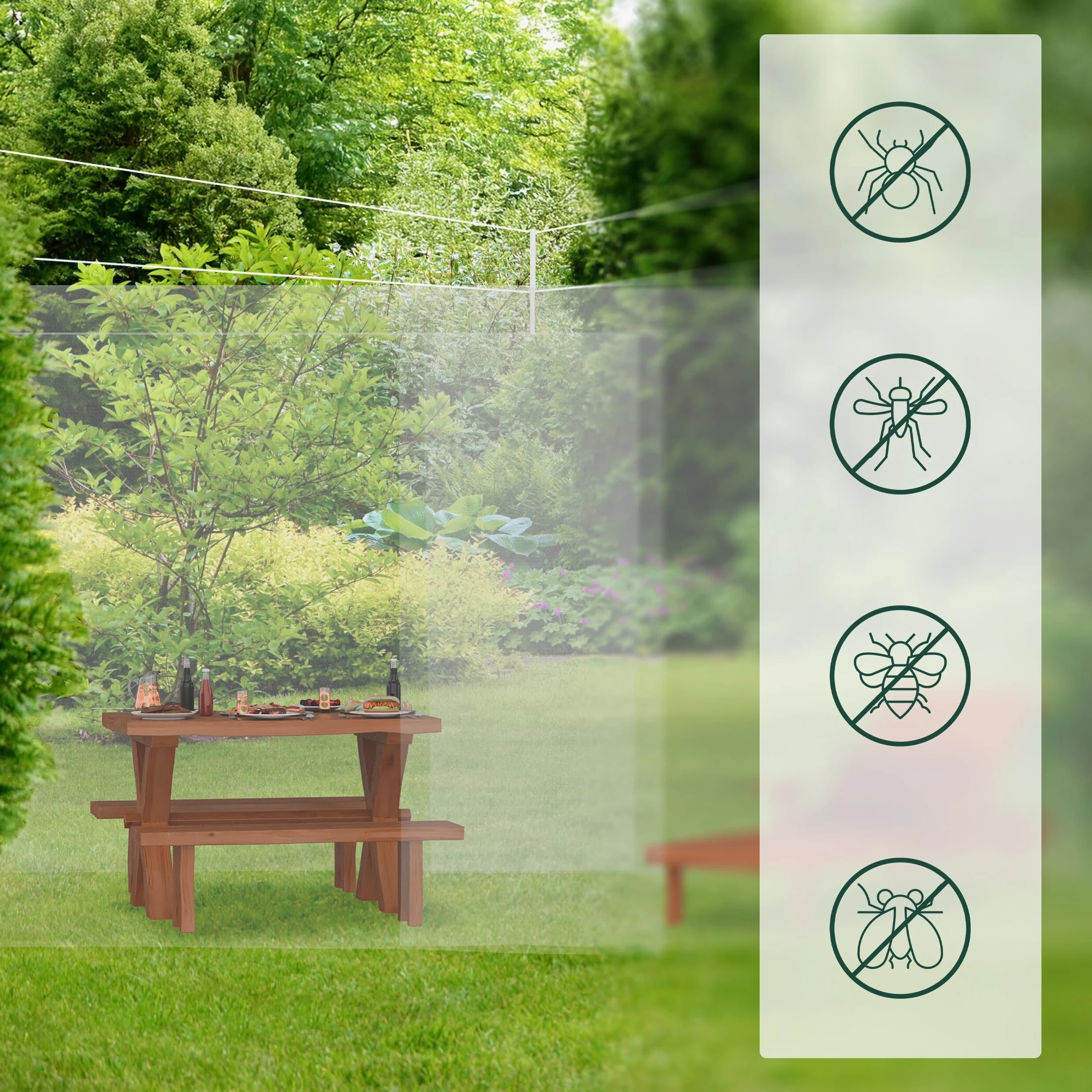 Relaxdays Zanzariere per Gazebo da Esterno e Interno, Rete Anti-Insetti a Maglia Stretta, 250x300x500 cm, Poliestere