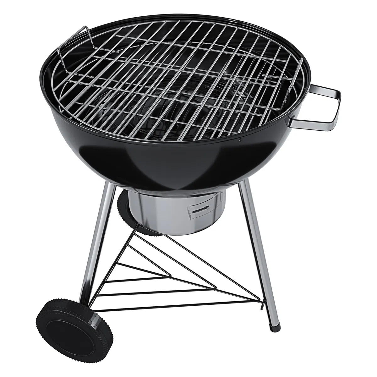 Barbecue 57 Cm Rotondo A Carbonella Carbone BBQ Portatile Compatto Grill Griglia Da Giardino Picnic Balcone Terrazzo Con Coperchio Ruote E Termometro Integrato Colore Nero