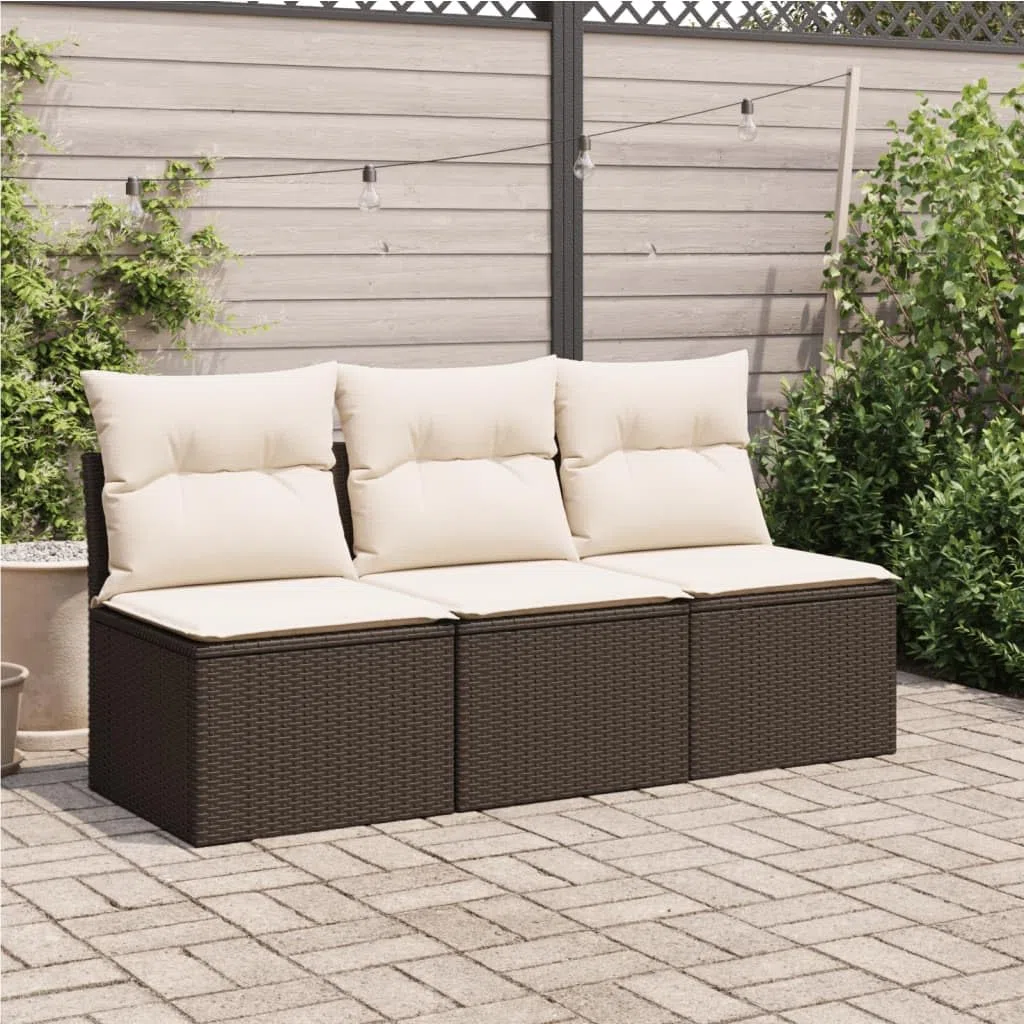 Gecheer Divano da Giardino a 3 Posti, con Cuscini Sfoderabili e Spazio di Conservazione Integrato, 165 x 62 x 69 cm, Rattan PE e Acciaio Verniciato a Polvere, per Esterno e Terrazza