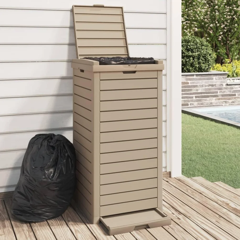 vidaXL Cestino per Rifiuti da Esterno Marrone 41x41x86cm Polipropilene
