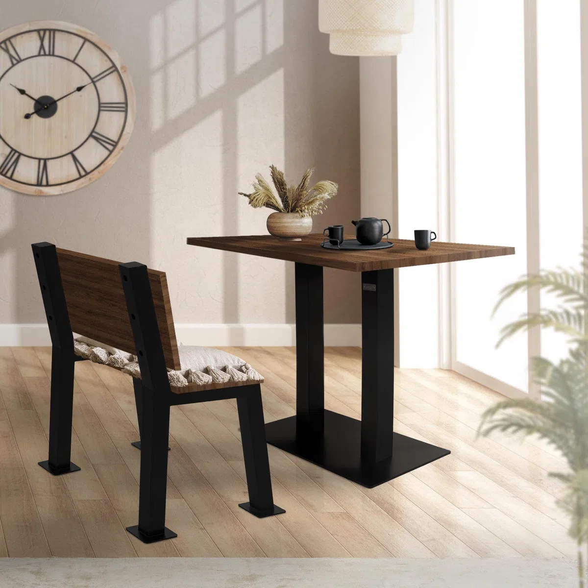 ML-Design Set di 2 Gambe per Panca da Giardino 47 x 77,5 cm in Acciaio Verniciato a Polvere Nero Struttura per Panche da Parco Telaio Resistente alle Intemperie per Esterno Antiruggine con Schienale