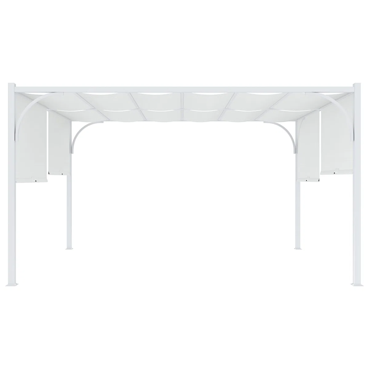 Gazebo Pergola 3x4 M Tetto Scorrevole Telo Bianco Impermeabile Retrattile Struttura Acciaio Bianco Giardino Terrazzo Piscina Esterno Campeggio Design Elegante Moderno