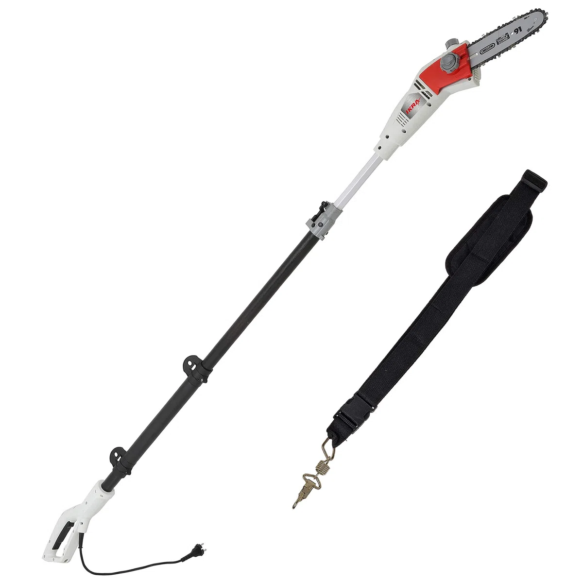 IKRA potatore telescopico elettrico IEAS 750, lunghezza di taglio 185 mm, con tracolla inclusa