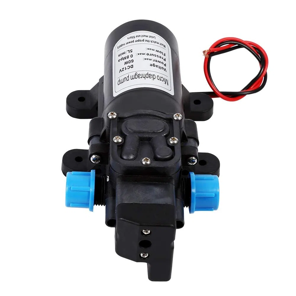 VOBOR Pompa Acqua 12V Alta Pressione, 60W 5L/min 116Psi Pompa Autoadescante, Elettropompa Acqua Autoadescante per Roulotte Barca Camper Giardino Pulizia Veicoli Camper