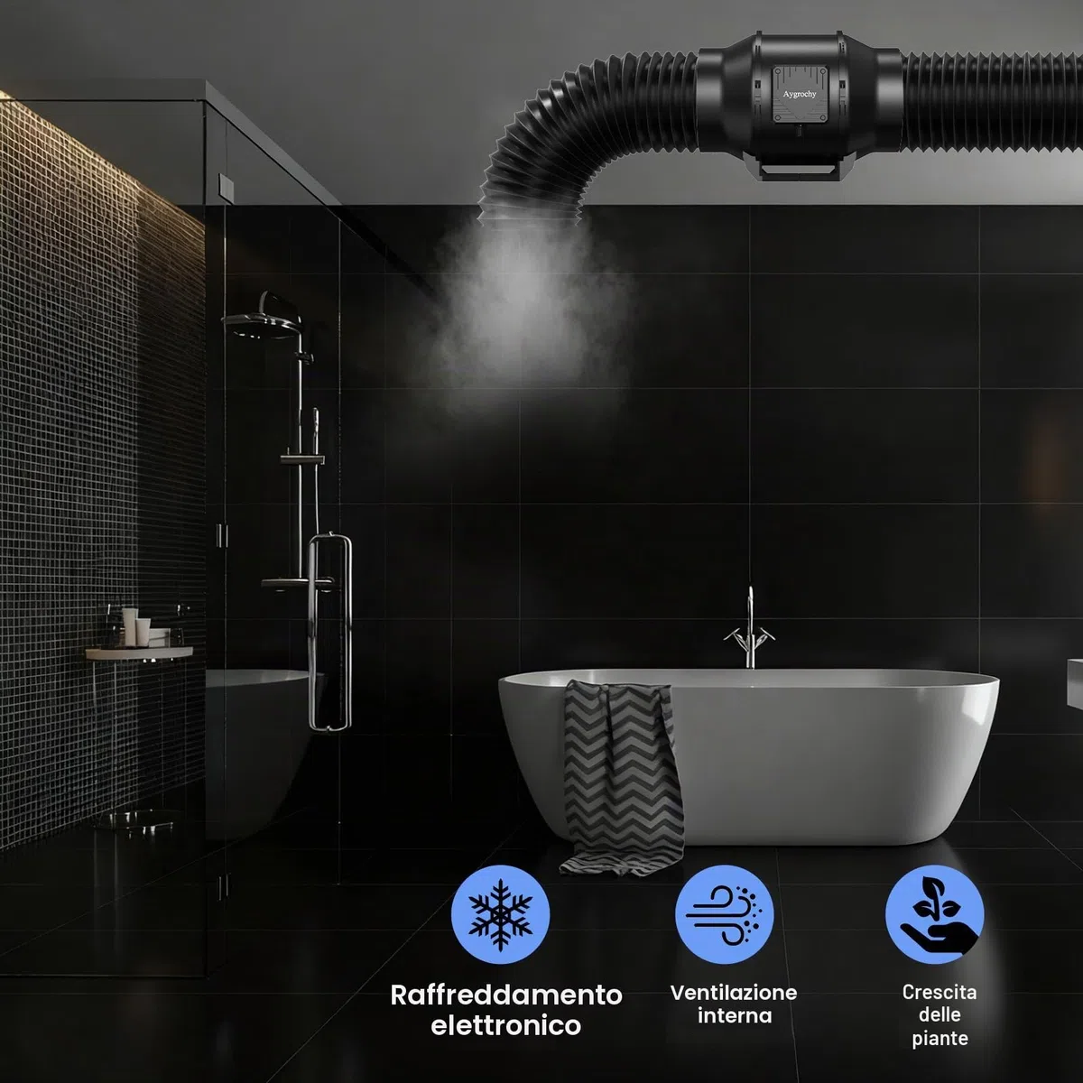 Aygrochy Ventilatore tubolare regolabile da 100 mm, motore EC trifase con regolatore di velocità per la ventilazione, adatto per tende di coltivazione, scatole di coltivazione, serre, idroponiche, ecc