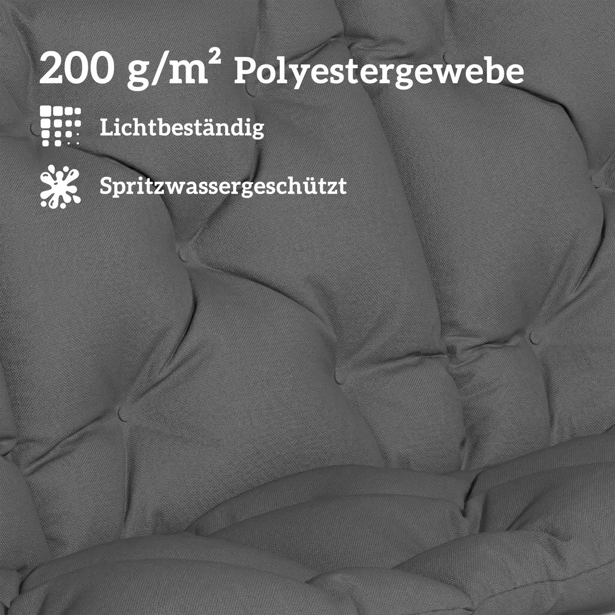 Outsunny Cuscino per panca a 3 posti, 150 x 100 x 10 cm, con nastri, schienale, per esterni, UPF30+, con tasca laterale, impermeabile, per panca a dondolo, grigio scuro