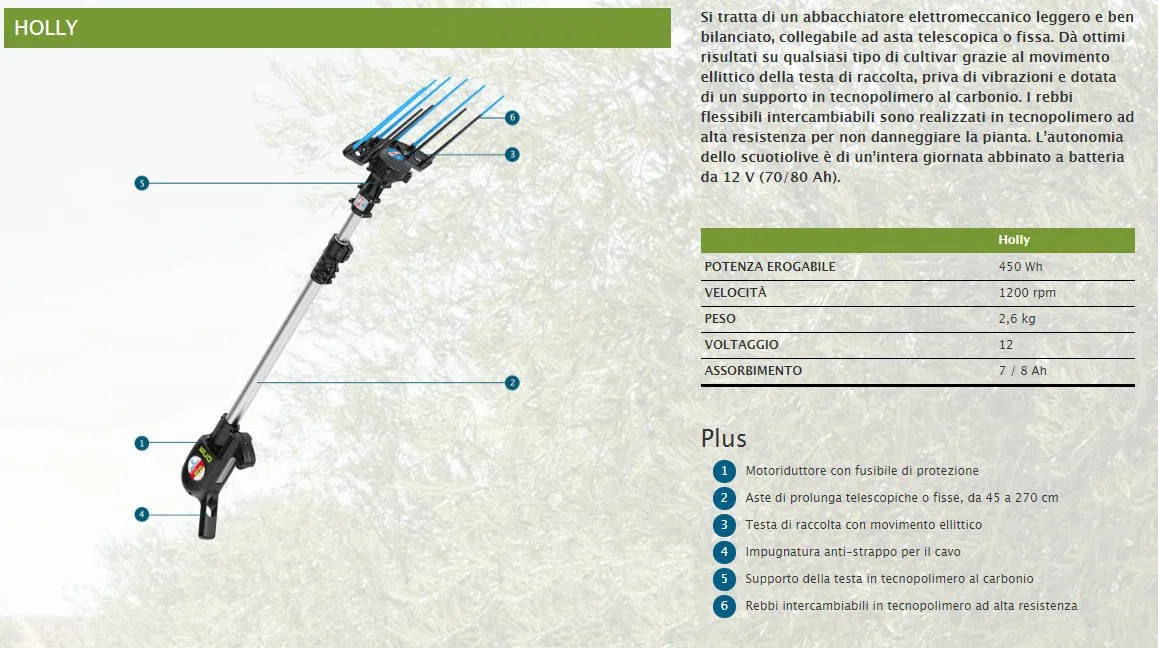 Abbacchiatore Holly con asta telescopica 150-220 cm