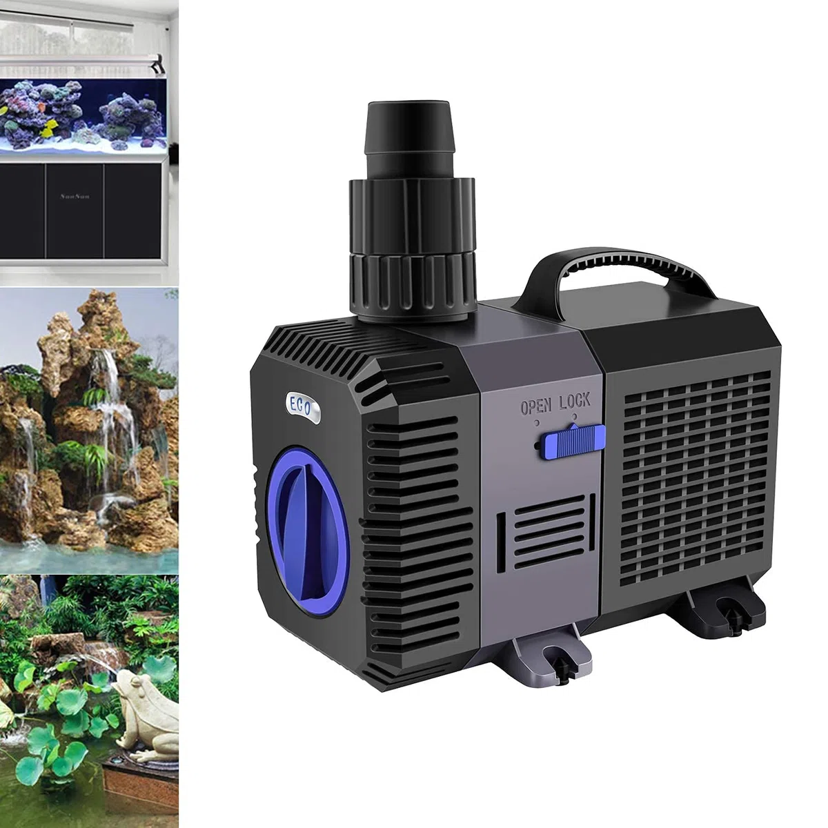 Eco Pompa per Laghetto con Filtro Ad Acqua, Super Eco Pompa Laghetti Sommergibile, Anfibio Pompe Acquario Laghetto per Terrari, Sistemi di Circolazione per Laghetti Carpa 7000l/h 50W