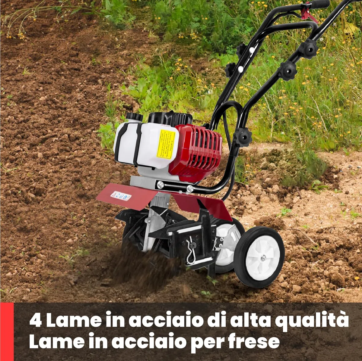 BU-KO 52CC Garden Petrol Tiller Motore 3HP 2 Tempi Prato Terreno Coltivatore Rotovator Motore Leggero Compatto Compatto Impugnatura sicura Impugnatura costruita per durare Affidabile e Resistente