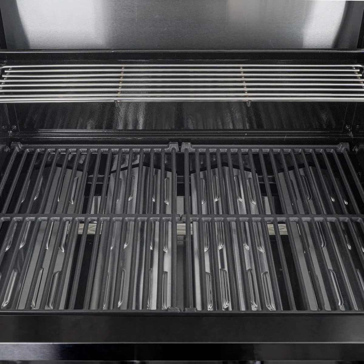 Barbecue da Incasso o Appoggio a Gas GPL 4 Fuochi 14 kW Grill in Acciaio Inox con Coperchio Griglie in Ghisa BBQ Built-in Professionale per Cucina Outdoor (Nero)