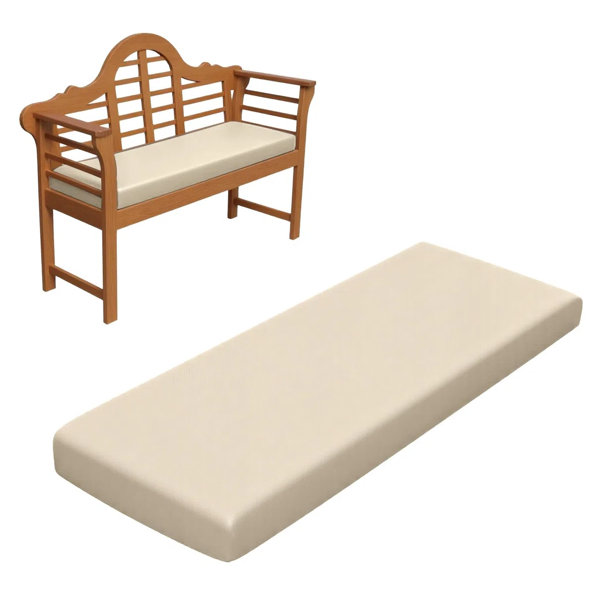 RZYW Cuscino per Panca da Giardino Impermeabile 120x40X5CM, Cuscino Panca Esterno/Interno Cuscino Sedile per Mobili Antiscivolo e Lavabile, Cuscino per Panche da Divano Patio,Beige,115x45cm