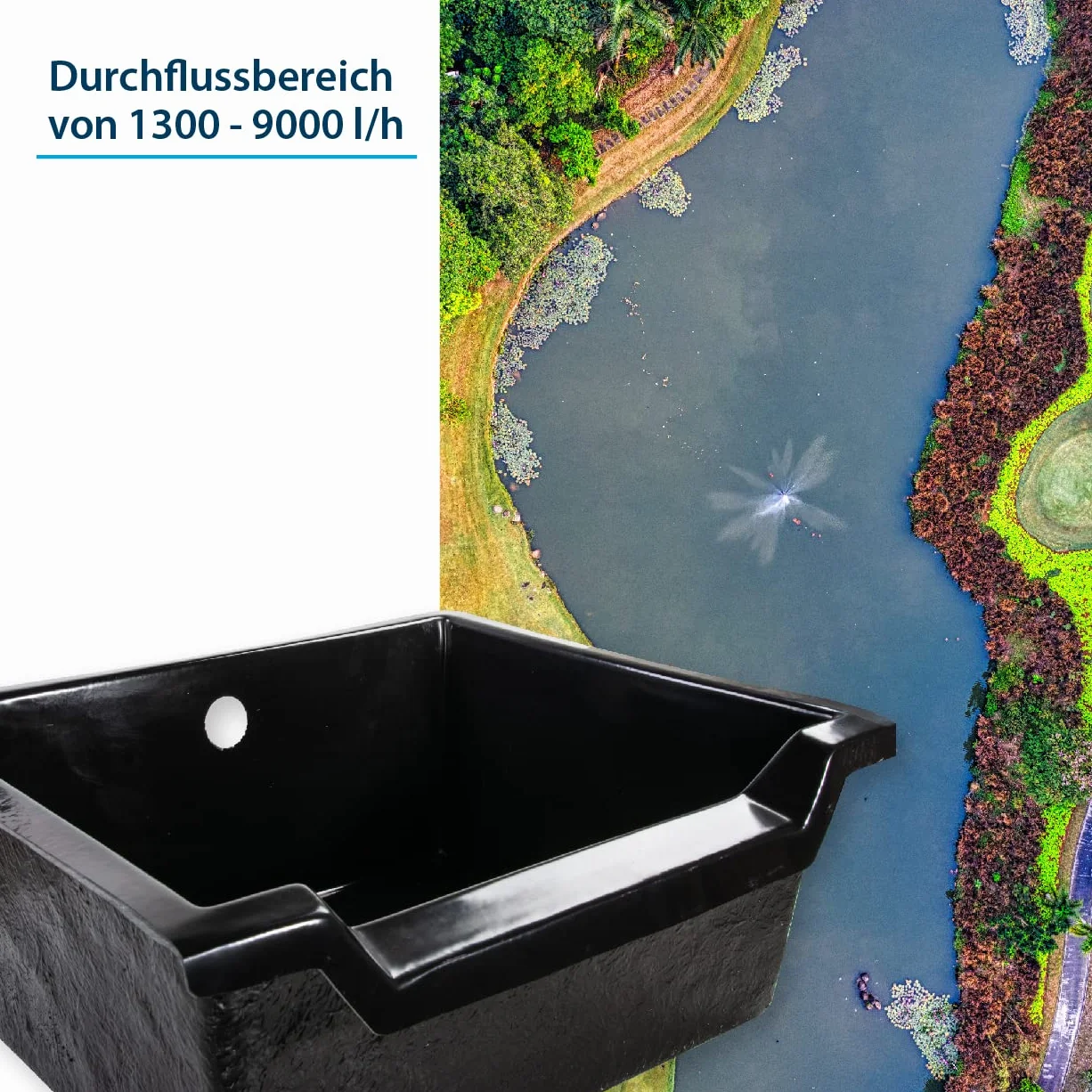 AQUAFORTE Fastfall 72 - Cascata 72 x 62 x 28 cm, in Poliestere Spesso 3 mm, con Adattatore Speciale per Tubo da 20/25/32/38 mm, Portata di 1300-9000 l/h