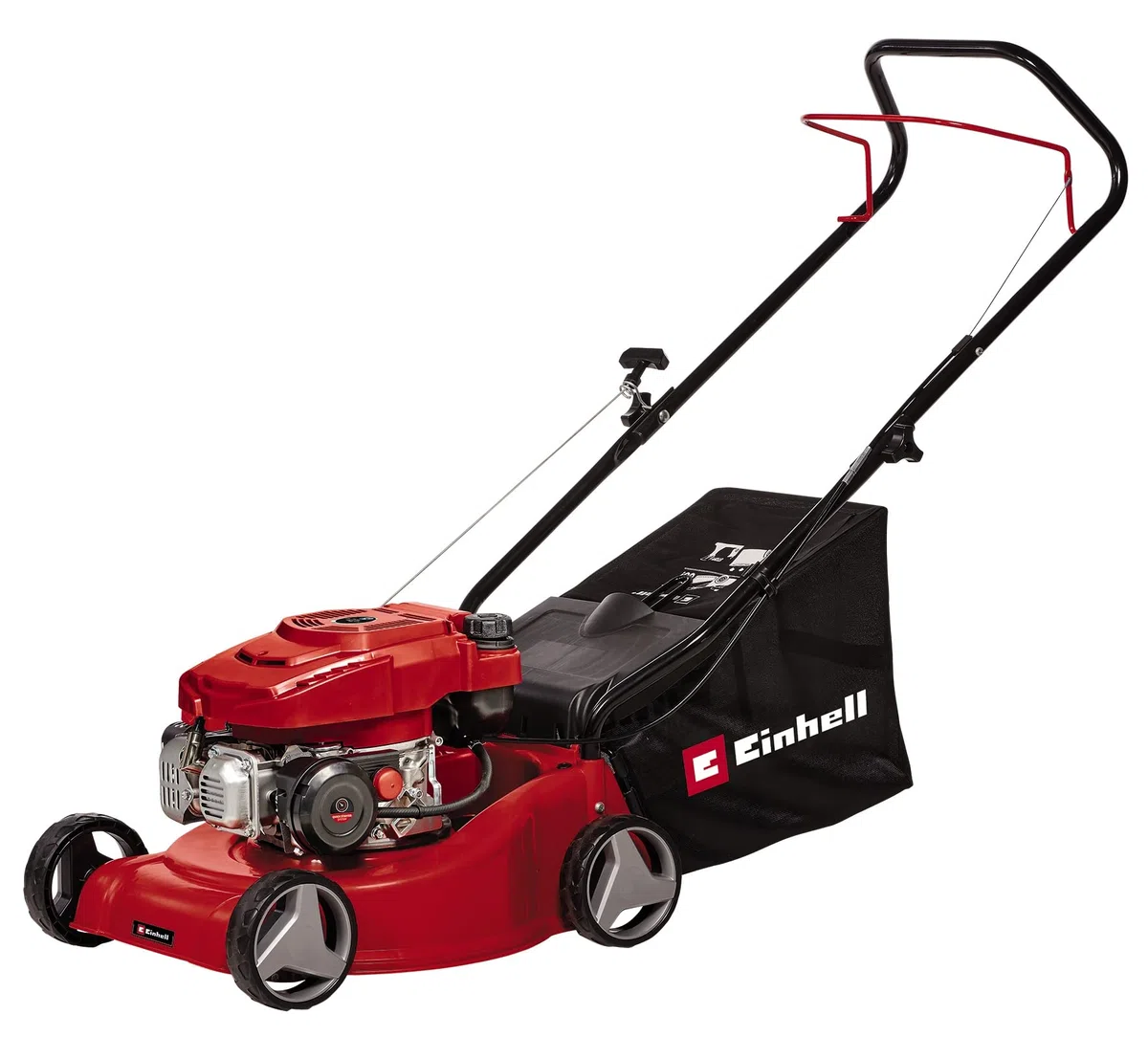 Einhell Tosaerba a benzina GC-PM 40/2 (2 kW, 1 cilindro, motore a 4 tempi, cilindrata 132 cm³, sacco da 45 l con indicatore di livello, larghezza di taglio 40 cm, consigliato fino a 800 m²)