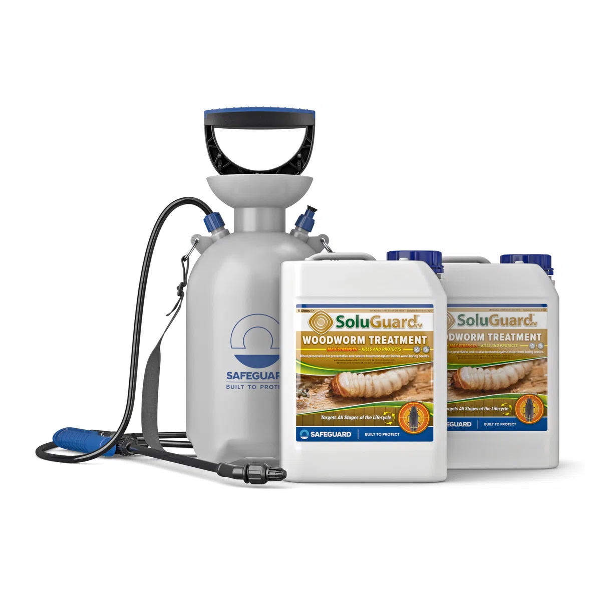 Soluguard Antitarlo 2x5L con Spruzzatore - Trattamento Antitarlo e Antitermiti per Legno, Pronto all’Uso, ad Alta Concentrazione, Formula Trasparente