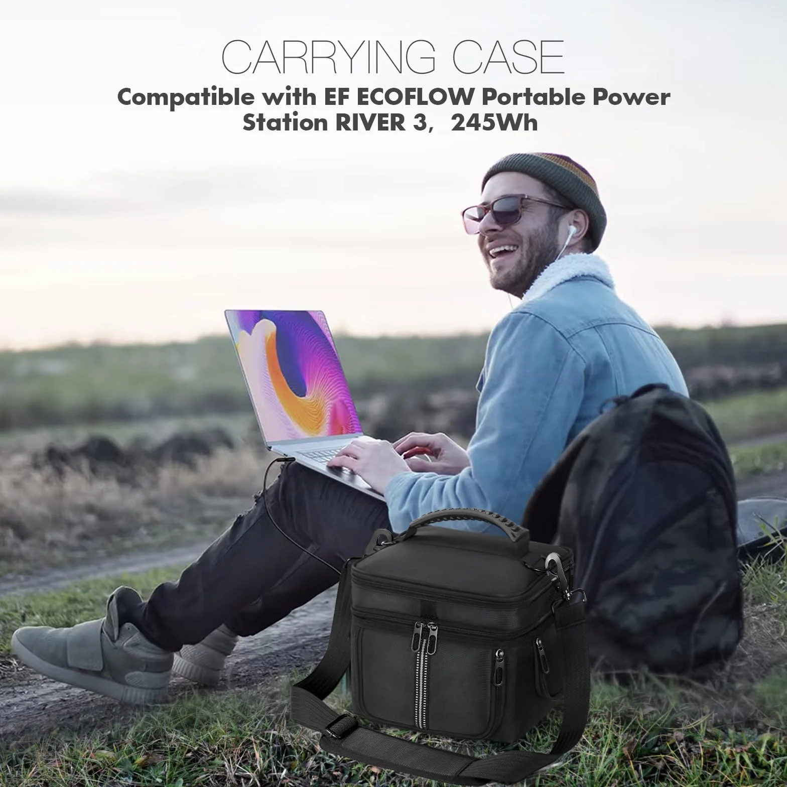 Custodia da trasporto per centrali elettriche ECOFLOW River 3, borsa per generatore con accesso rapido e finestre con cerniera