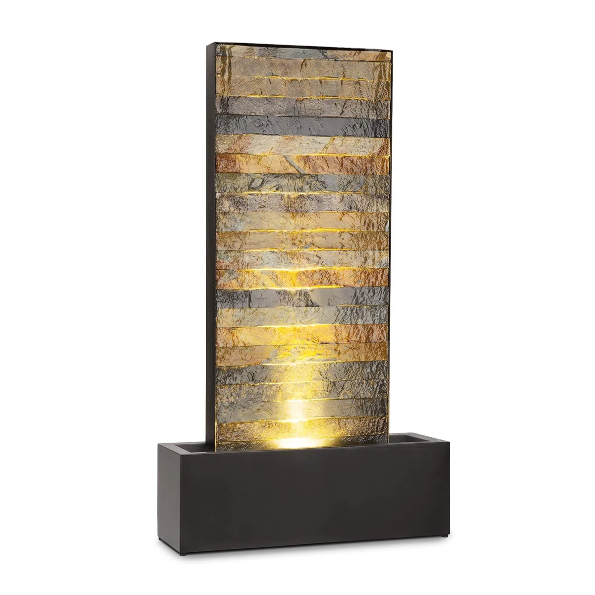 Blumfeldt Raincastle - Fontana Decorativa da Giardino e da Interni, Circolazione Continua Acqua con Loopflow Concept, 12 LED, Pompa da 8W, Protezione: IPX8, Metallo Galvanizzato, Ottica in Mattoni