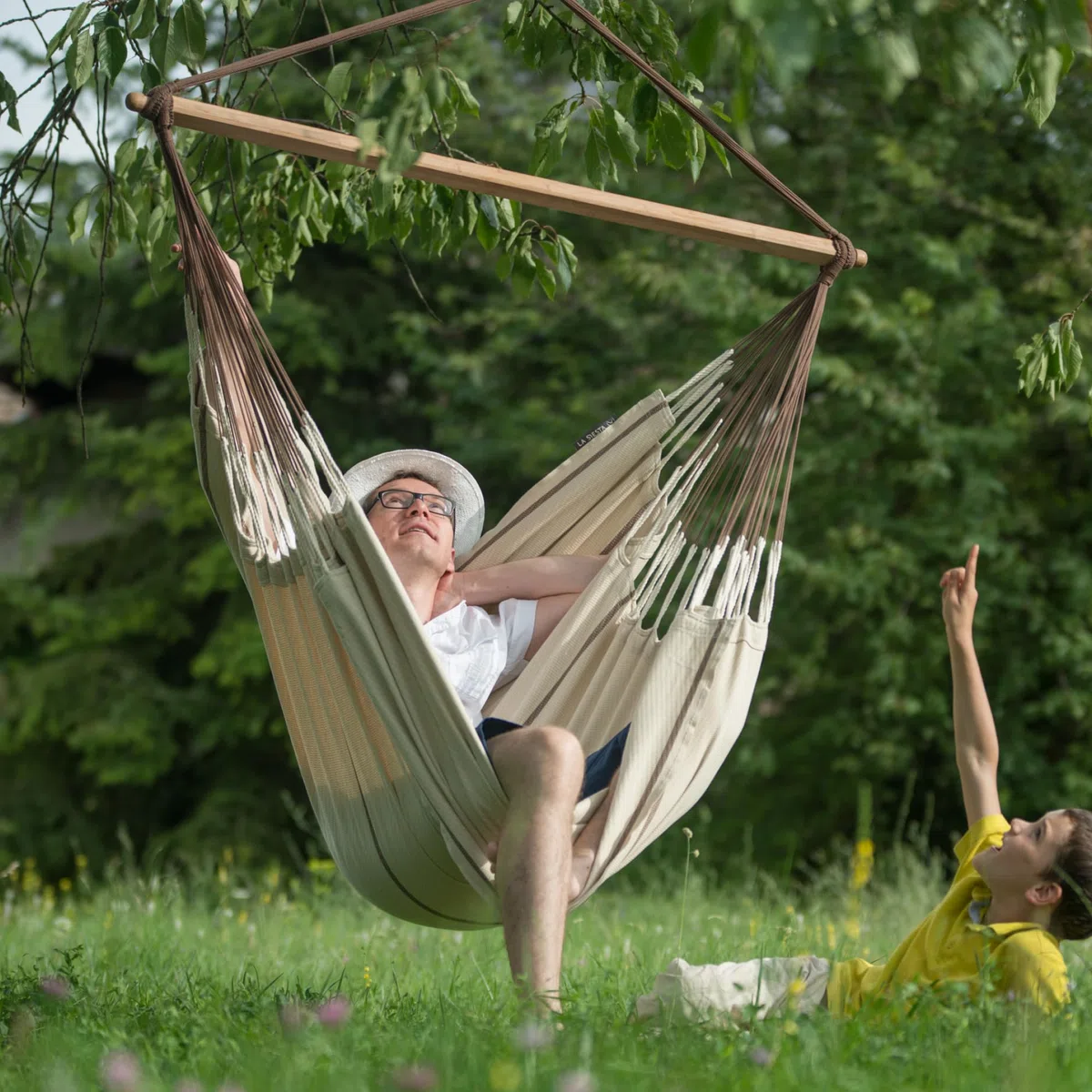 LA SIESTA Habana Nougat - Sedia pensile lounger in cotone biologico