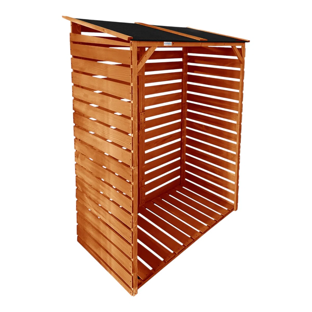 Legnaia in Legno Impregnato da Esterno con Tettoia – Portalegna da Giardino Coperto per Legna da Ardere – Struttura 118x59x158 cm (Marrone Miele)