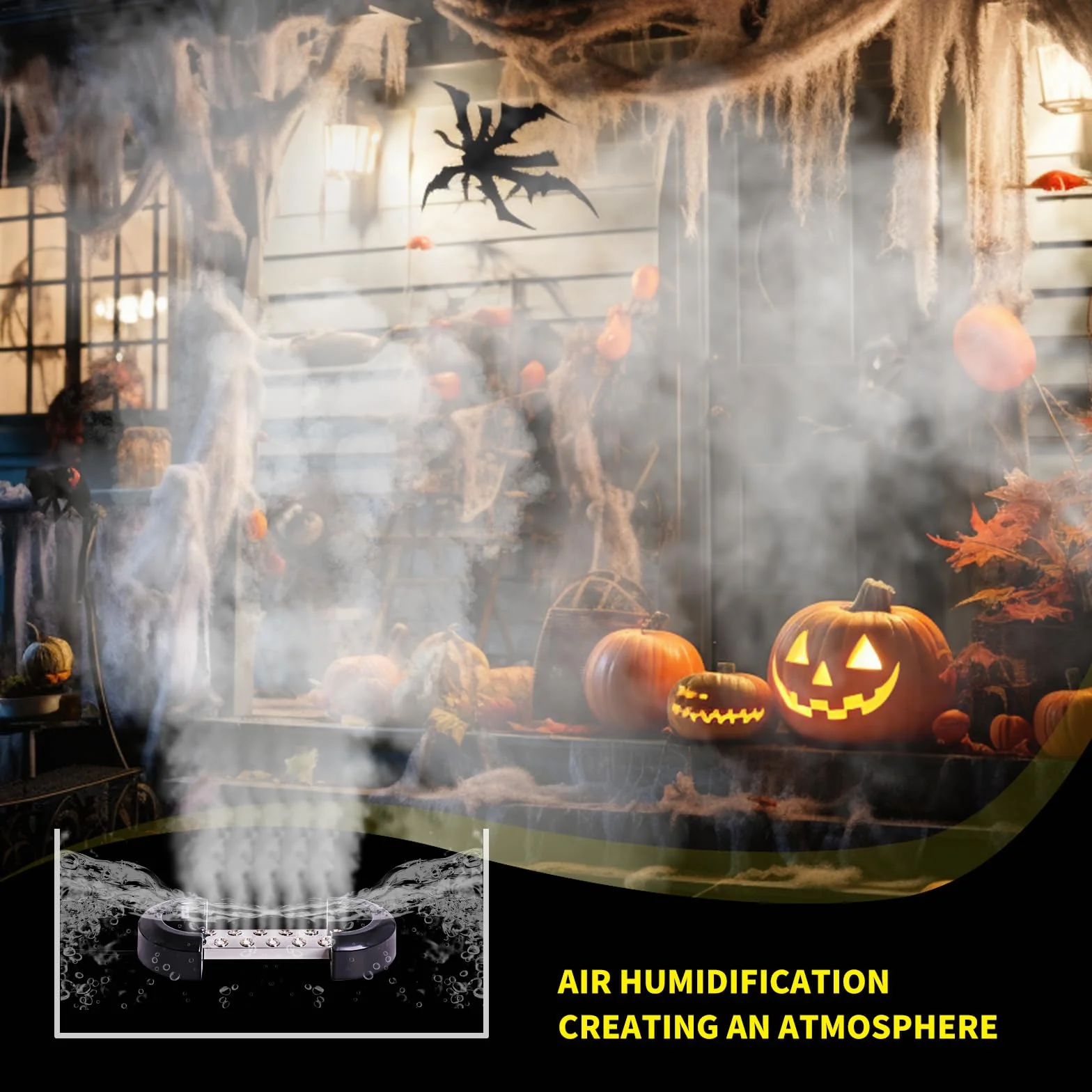 Creatore di Nebbia 12 Teste Nebulizzatore Ultrasonico con Alimentatore di Rete Impermeabile da 400W Dispositivo di Nebbia Pesante 8,5 L/H Umidificatore per Giardino Paesaggi Serre