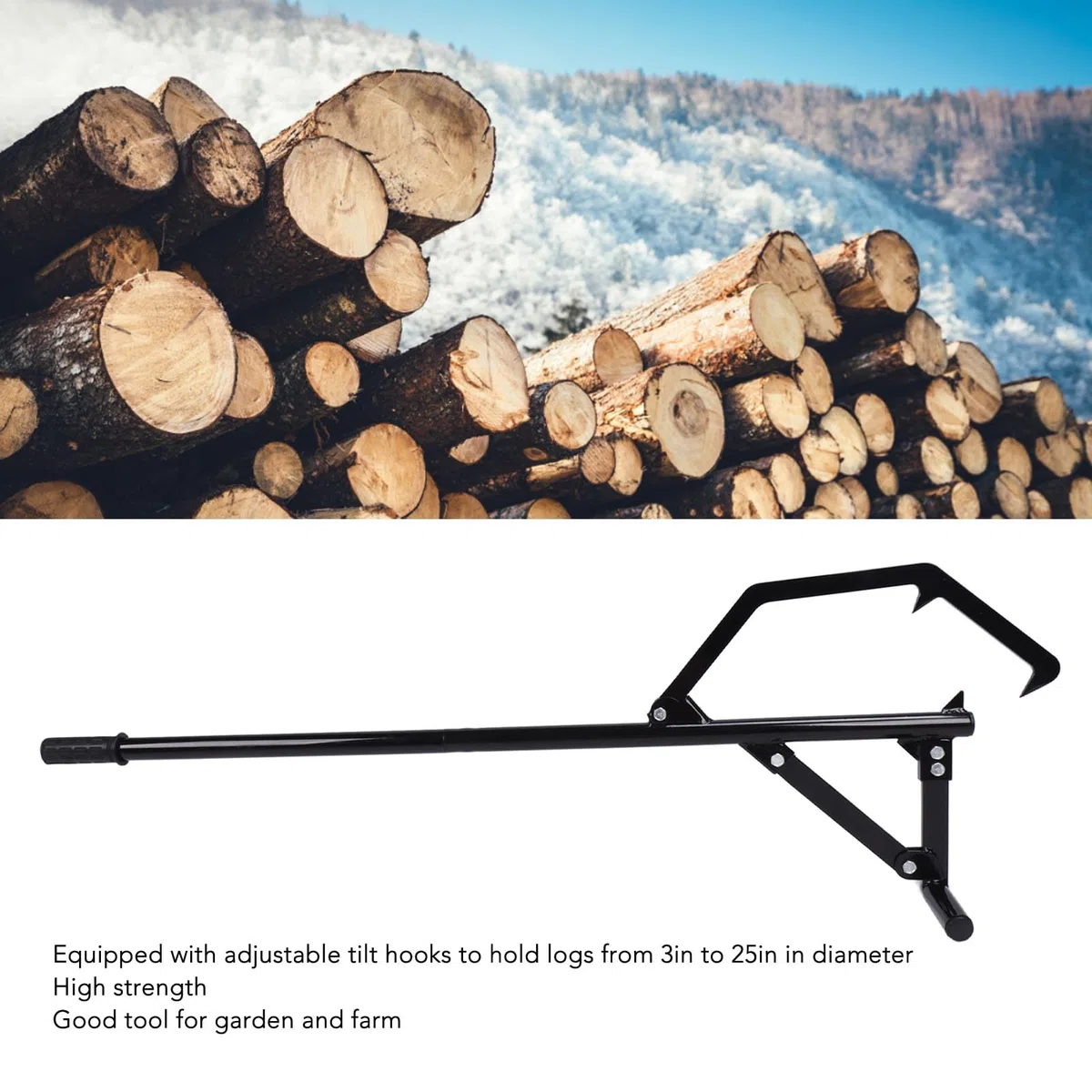 Sollevatore per legno in acciaio con gancio regolabile - Log Lifter per rotolare e sollevare tronchi senza Timberjack 51 pollici