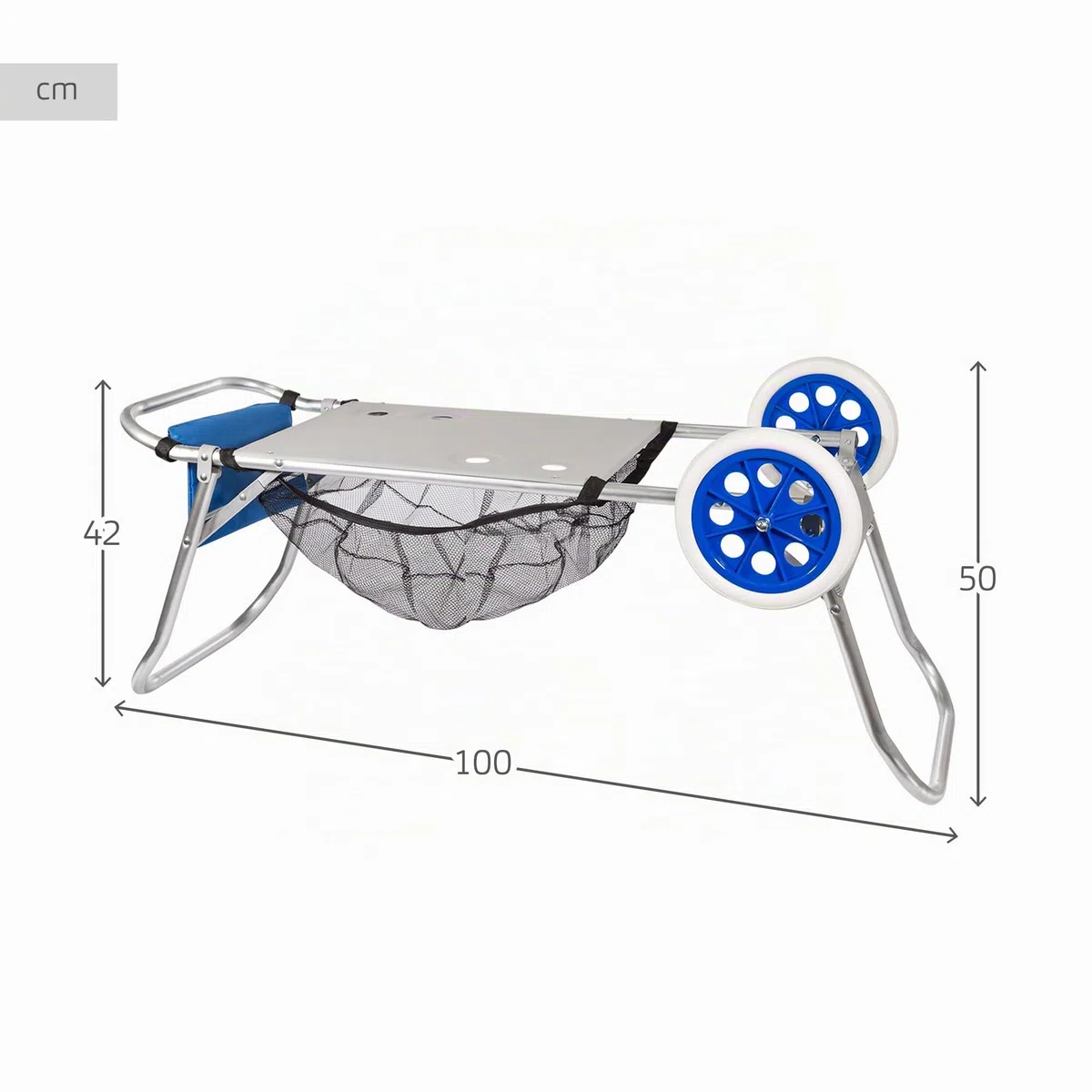 Aktive 53928 - Carrello da spiaggia pieghevole trasformabile in tavolo 2 in 1, Misure 47x52x100 cm, Peso massimo 20 kg, Custodia multiuso per spiaggia, campeggio, eventi