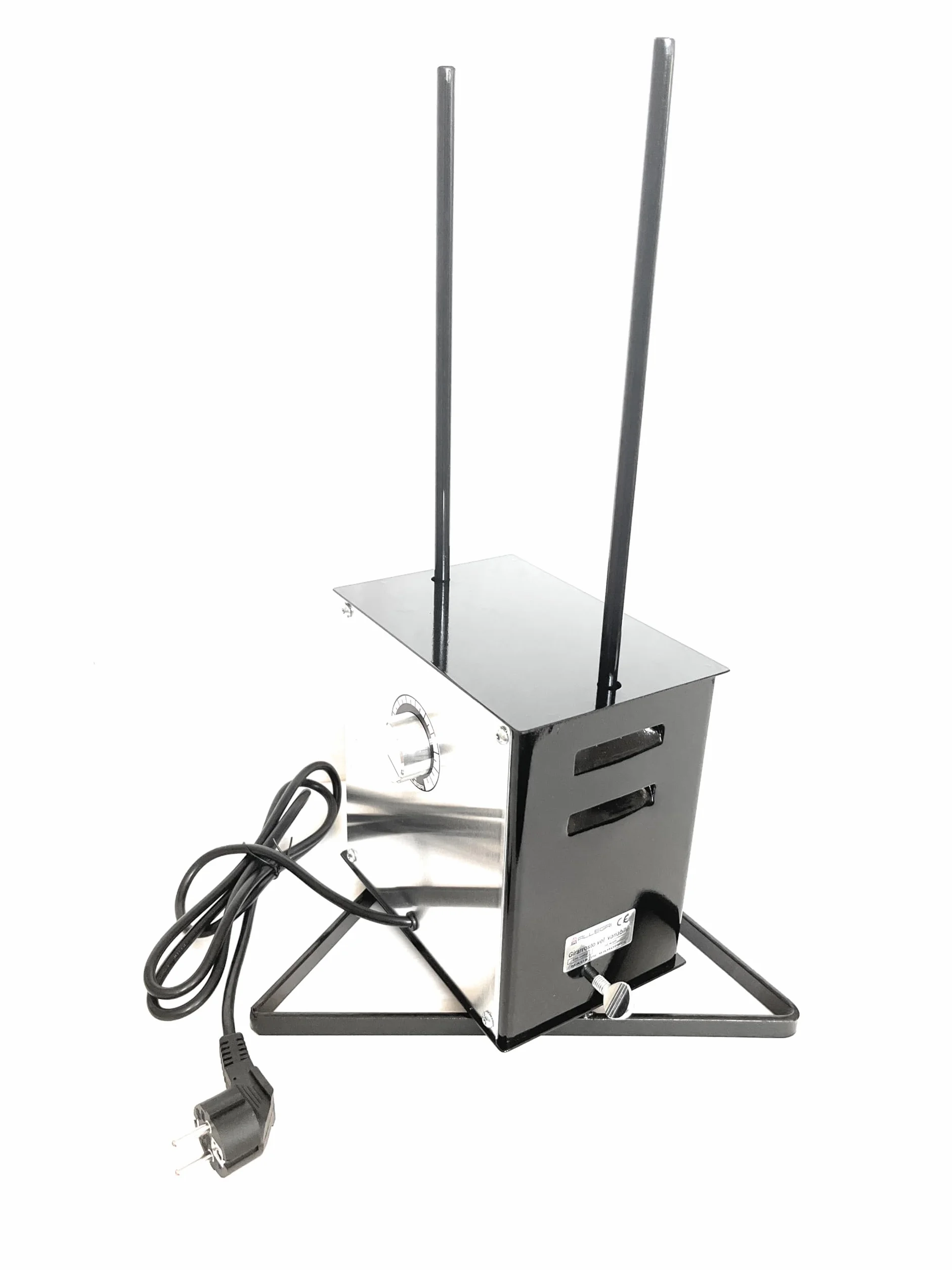 ALLEGRI Girarrosto Professionale Elettrico Gigante con Velocita' Variabile Spiedo ACCIAIO INOX sezione Esagonale lunghezza cm 140 e 2 Fermacarne PORTATA 40 KG