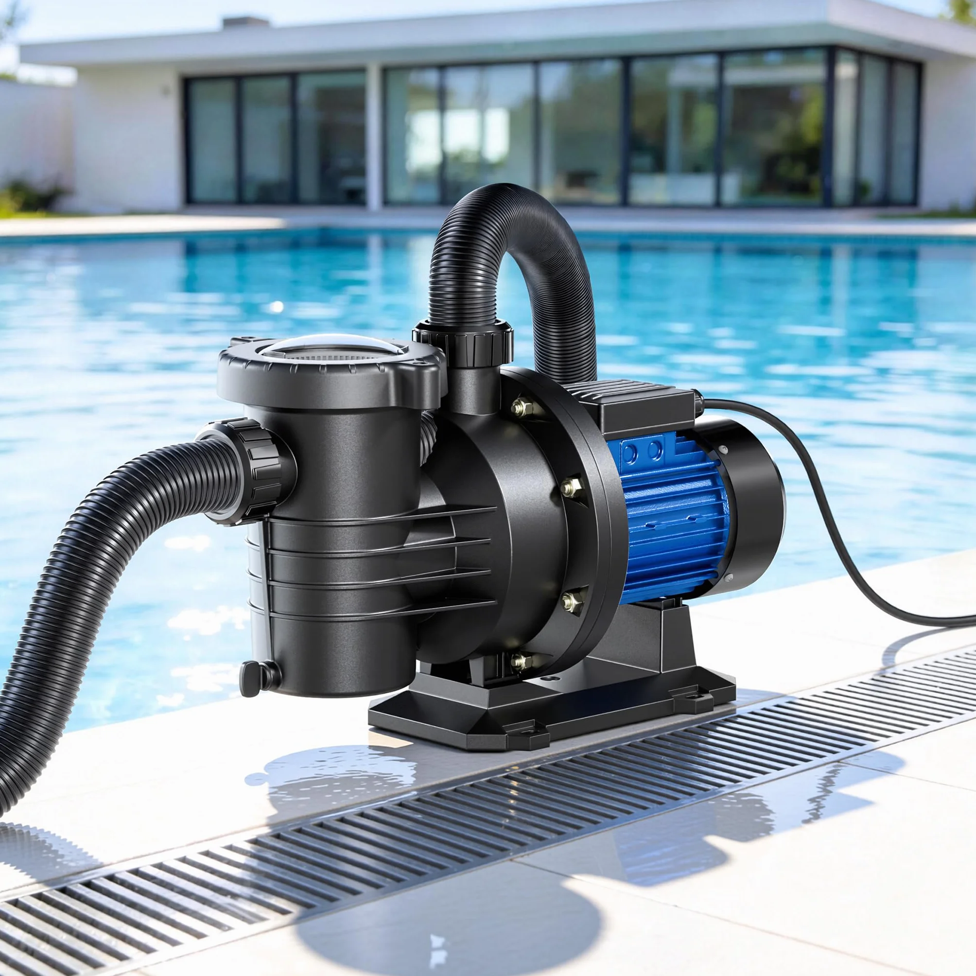 Wiltec Pompa per piscina da 18.600 l/h e 750 W per piscine da 74-110 m³, sistema di pompaggio con prevalenza di 13 m, pompa di ricircolo per piscine