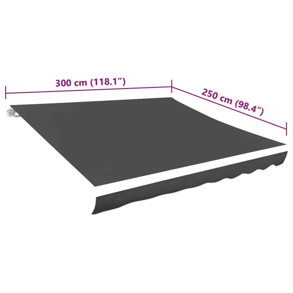 PURADAY Tendone Parasole in Tela Antracite 300x250 cm Tessuto Di Ricambio Per Tenda Da Sole Telo Parasole Per Tende Da Sole Tessuto Alternativo Di Alta Qualità (Telaio non Incluso)