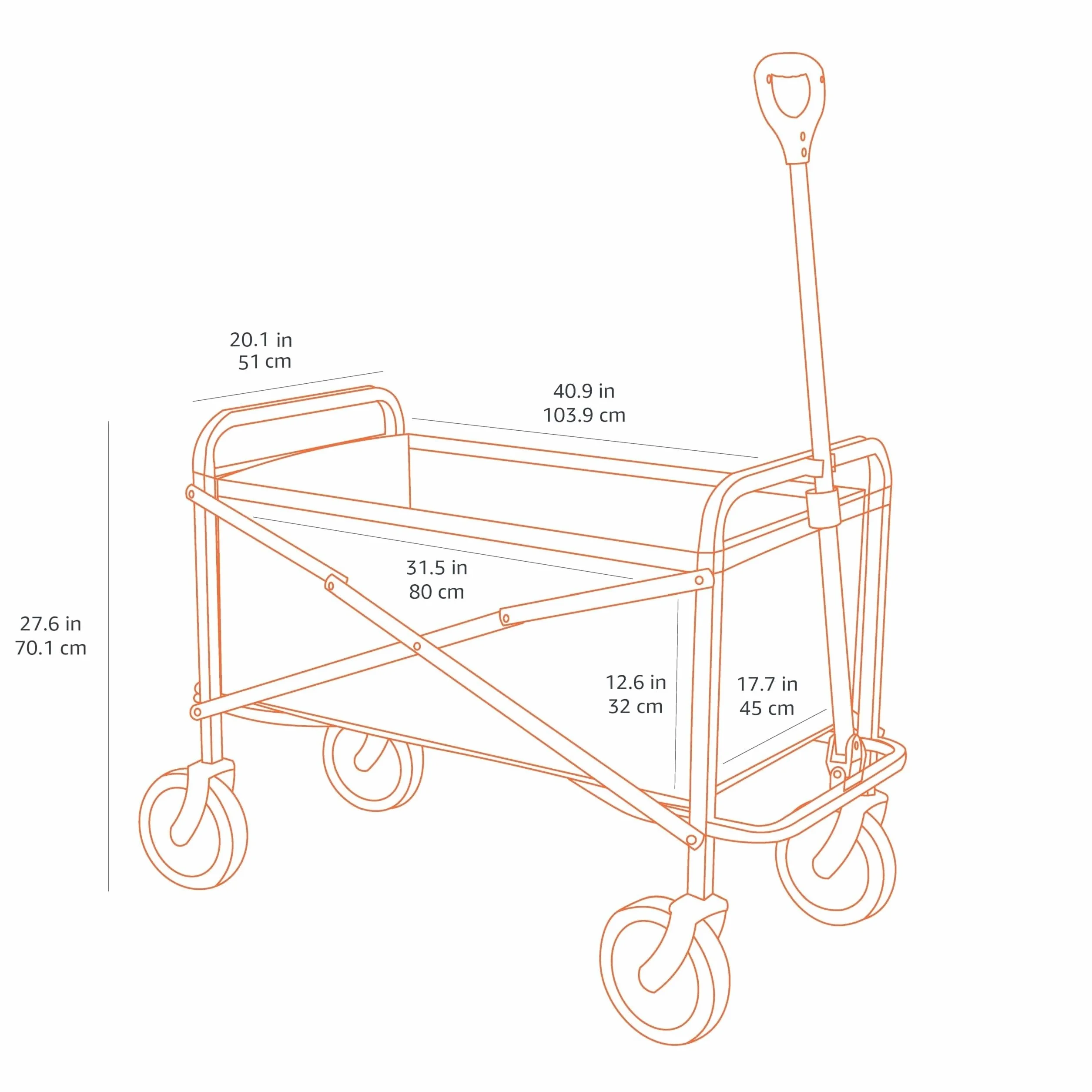 Amazon Basics Collezione Utensili da Giardino - Carrello da giardino, pieghevole, per esterni, con borsa di custodia, nero