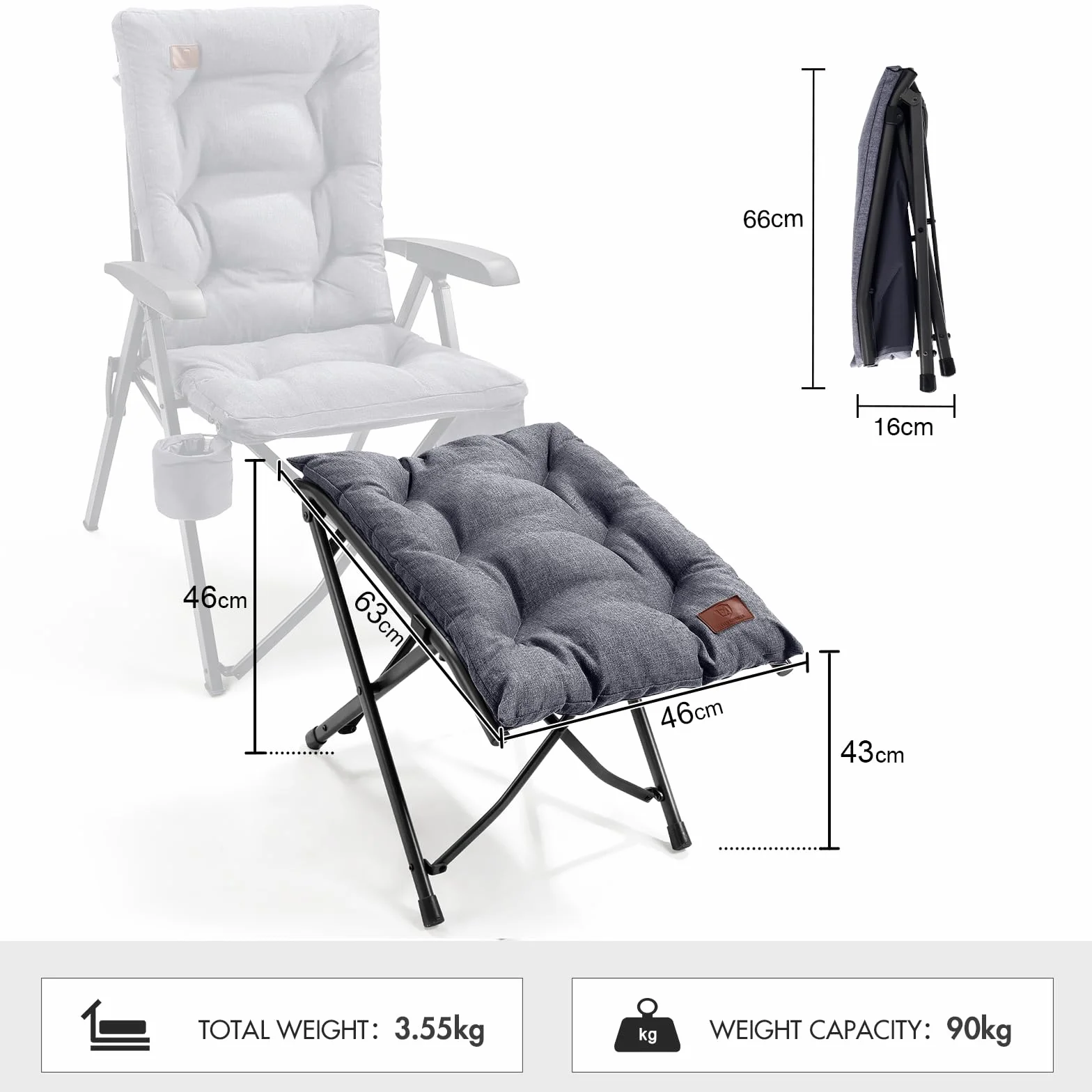 EVER ADVANCED Poggiapiedi da campeggio pieghevole ergonomico per soggiorno, poggiapiedi pieghevole da giardino, leggero, con borsa per il trasporto, per camera da letto, giardino, patio, esterni,