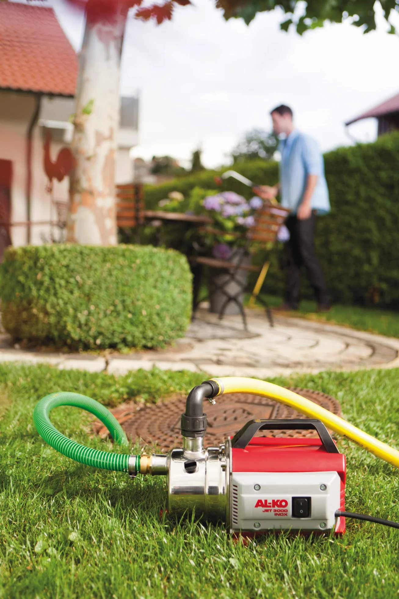 AL-KO Jet 3000 Inox Classic - Pompa da giardino - potenza motore 650 Watt, portata max. 3100 l/h, altezza massima di mandata, prevalenza 35 m, aspirazione da 8 metri