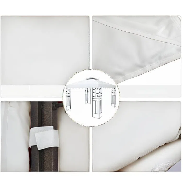 San Marco Telo di Ricambio per Gazebo 3x3 mt Bianco da 180 gr/mq, Resistente ai Raggi UV, Resistente alla Pioggia, completo di Camino Antivento
