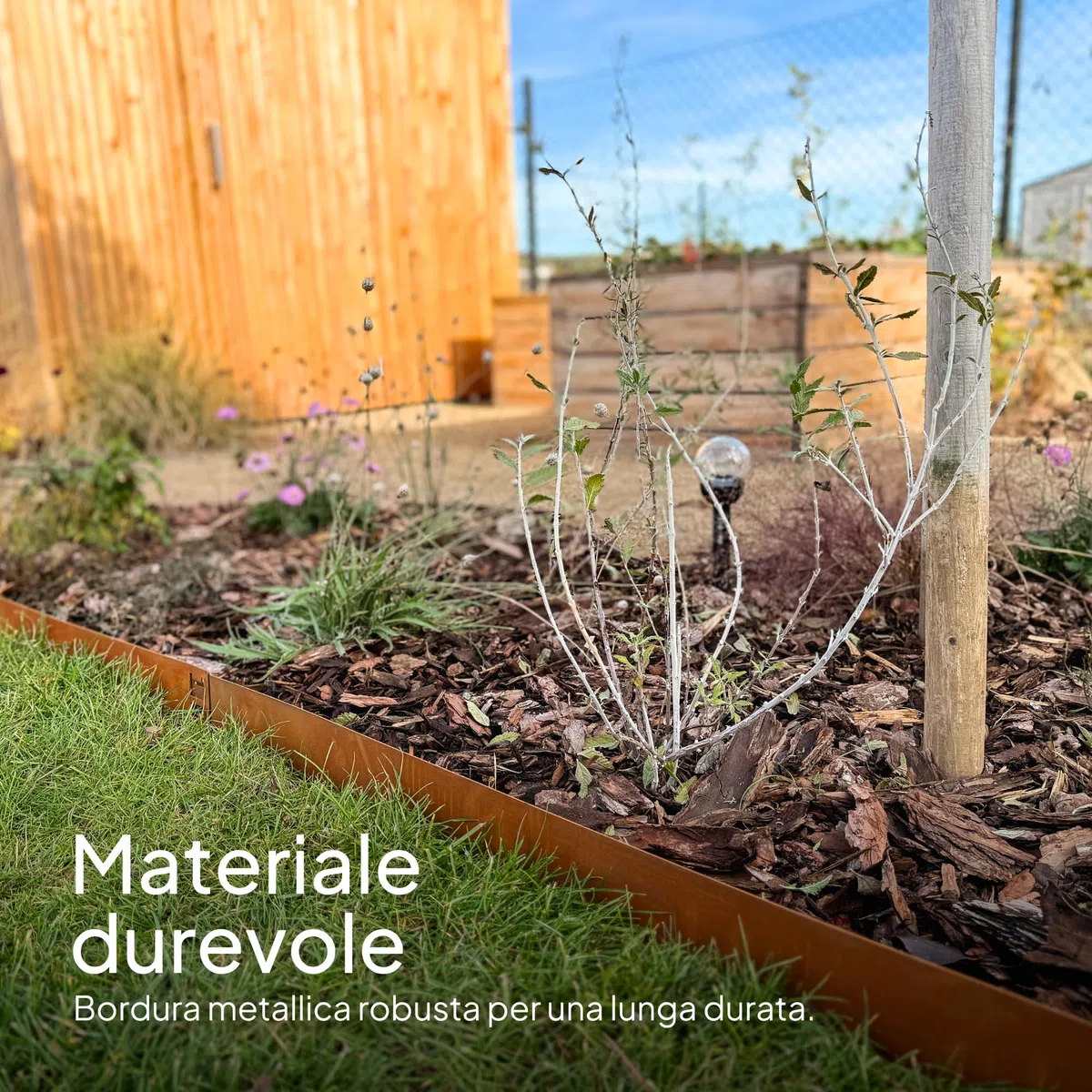 UNIGARDIA Bordura Corten per Giardino in Metallo per Prato 5 m - Bordatura Aiuole Giardino Alta 185 mm - Bordure per Aiuole Flessibile, Corten