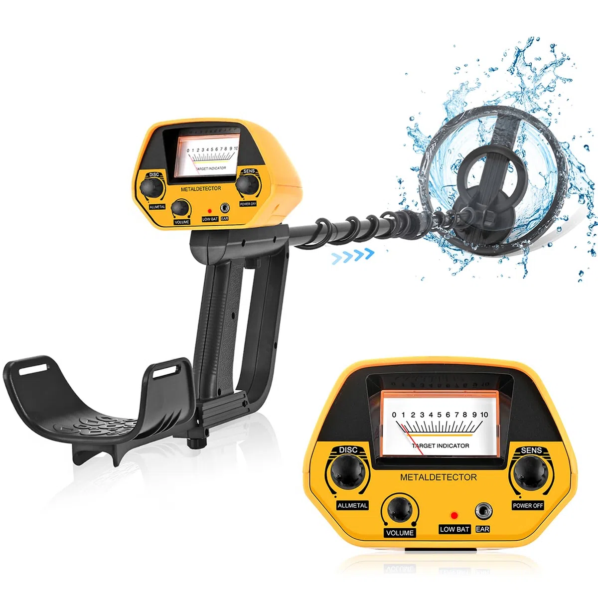 Metal Detector, Metaldetector Professionale con Batteria Ricaricabile, Metal Detector 2lbs per Principiante Adulto Bambini, Altezza Regolabile 78-108 cm, Modalità DISC e All Metal