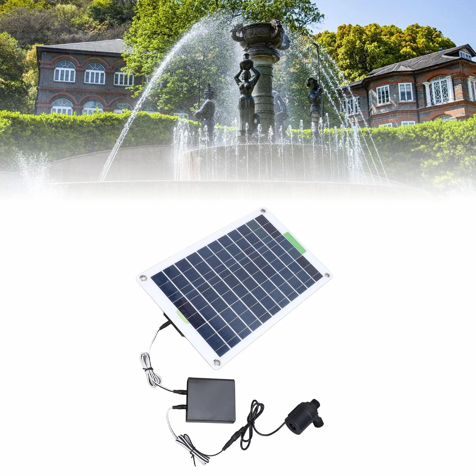Buachois Pompa ad Acqua Solare Professionale, Kit Pompa Solare con Pannello Monocristallino 100W e Scatola di Accumulo, Portata 16.4FT, per Fontane Giardino Piscina Cortile Esterno
