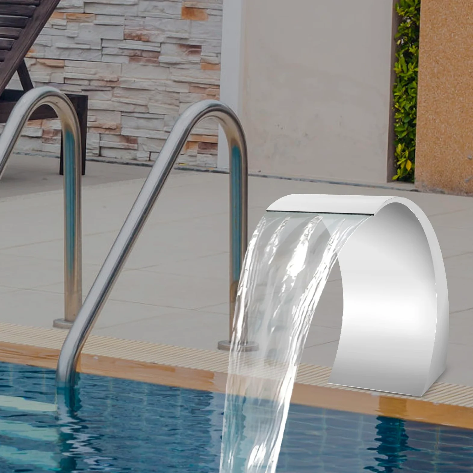 Doccia e cascata d'acqua per piscina - Fontana in acciaio inox per laghetti da giardino e patio