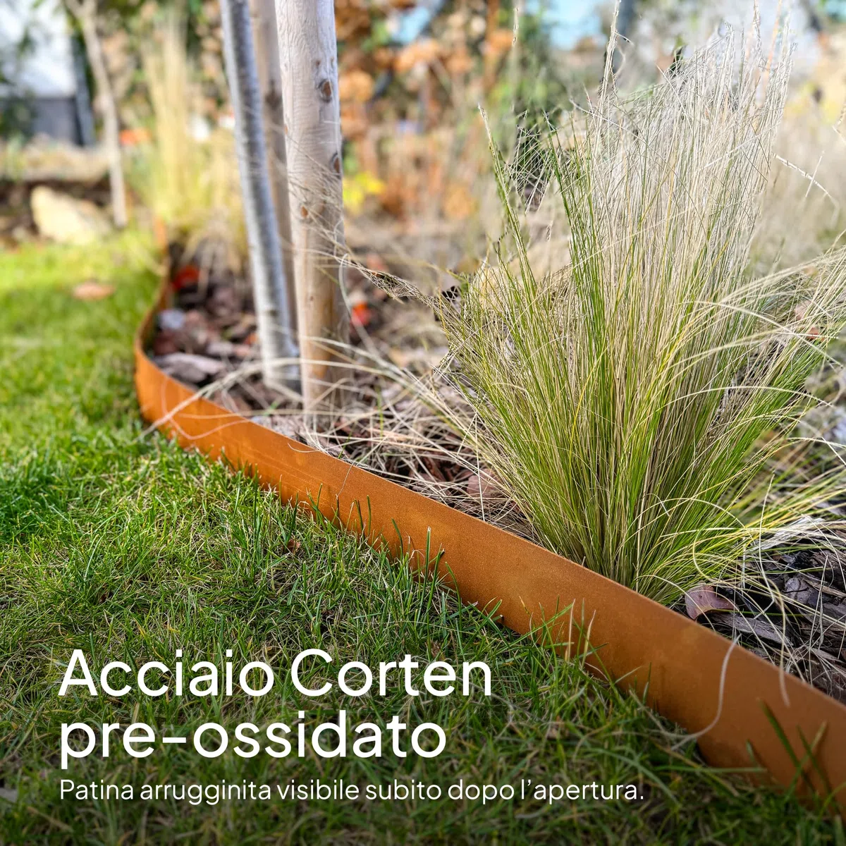 UNIGARDIA Bordura Corten per Giardino in Metallo per Prato 5 m - Bordatura Aiuole Giardino Alta 185 mm - Bordure per Aiuole Flessibile, Corten