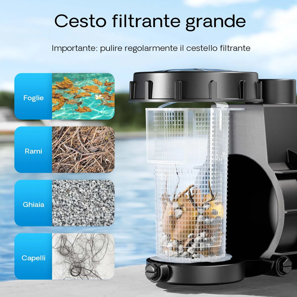 SunSun Pompa piscina per ricircolo e filtraggio 5000 L/h 220 W Pompa di circolazione