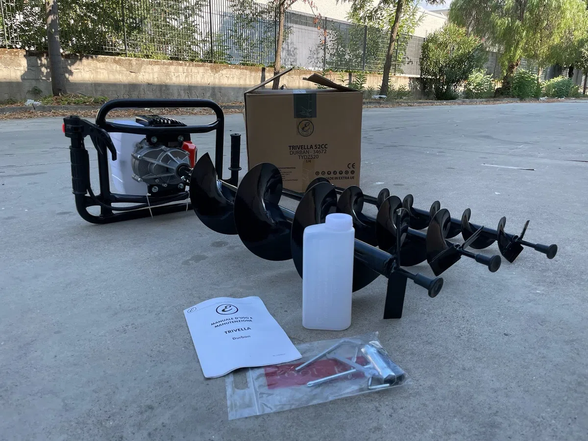 Mototrivella A Benzina Trivella Con Motore A Scoppio A 2 Tempi 52cc Con 3 Punte Di Ricambio Da 100 150 e 200 Mm Trivellatrice Da Giardino Perforazione Piantumazione Alberi Giardinaggio