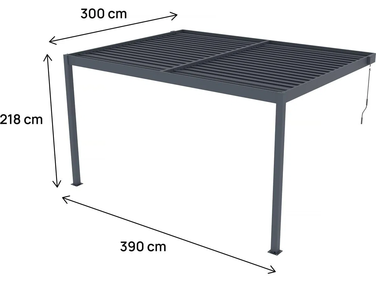 Pergola addossata in alluminio "Windsor" - Grigio antracite - 3 x 4 m