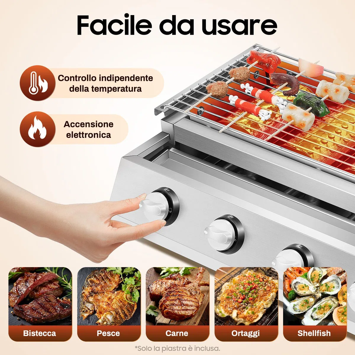 Barbecue a gas, barbecue da campeggio, barbecue BBQ con 4 bruciatori, barbecue da tavolo per campeggio, balcone, giardino, 58 * 40 * 20 cm