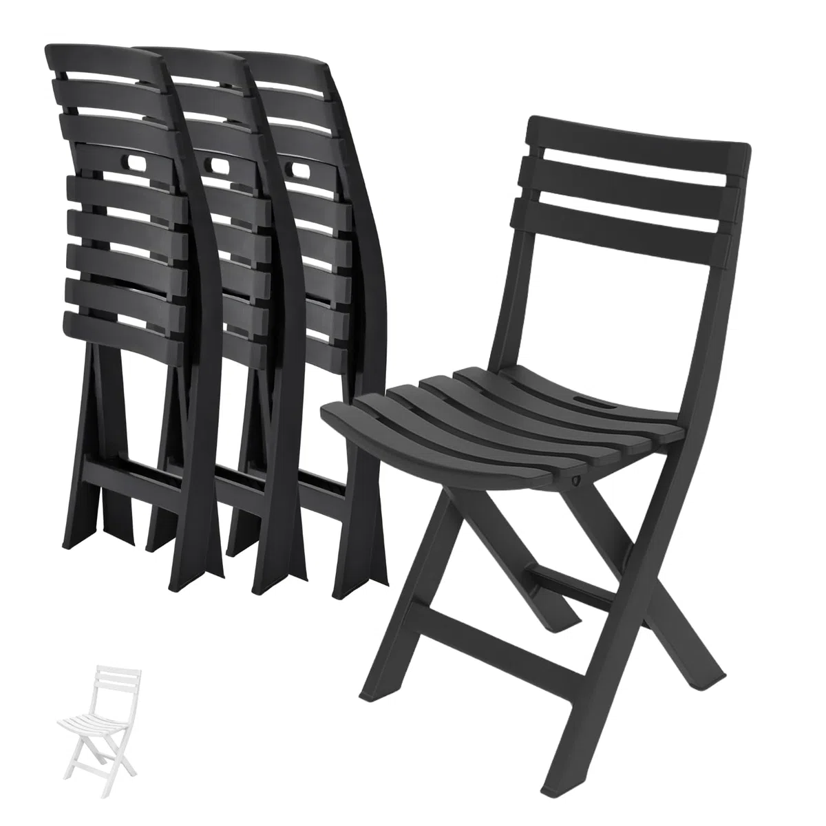 VIRSUS Set 4 Sedie da Giardino Pieghevoli in Polipropilene, misura 41x44x78 cm, Sedia Richiudibile Senza Braccioli per Esterno ed Interno, Made in Italy -BIRK4739 (Antracite)