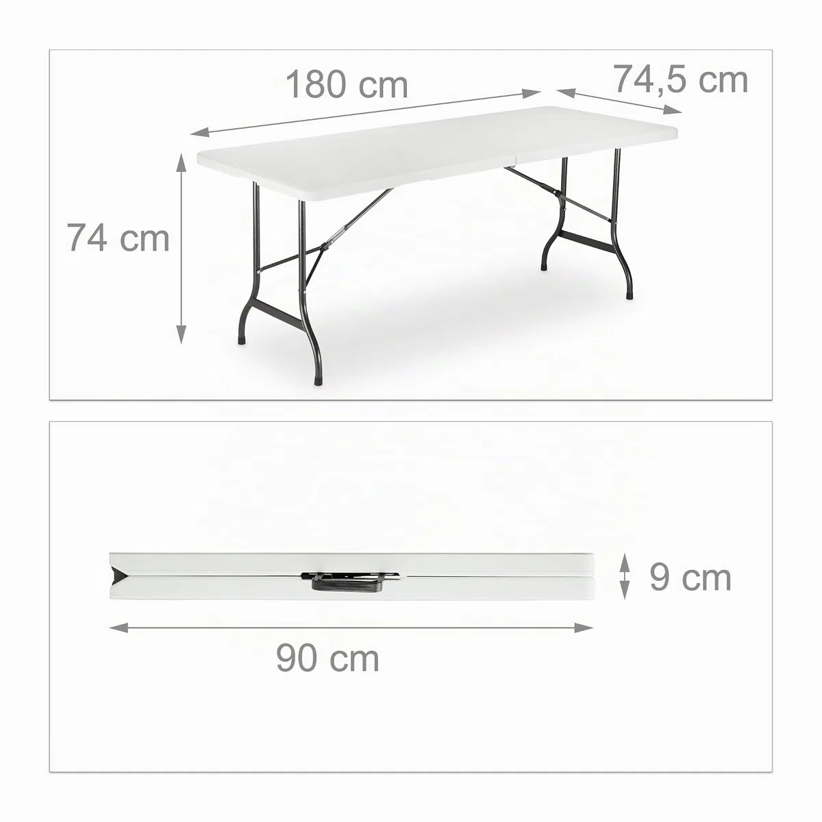 Relaxdays Set Chiosco Tavolo Panche ribaltabili, 3 pezzi Arredo Giardino, monocolore, H x L x P: 74 x 180 x 74, 5 cm, bianco