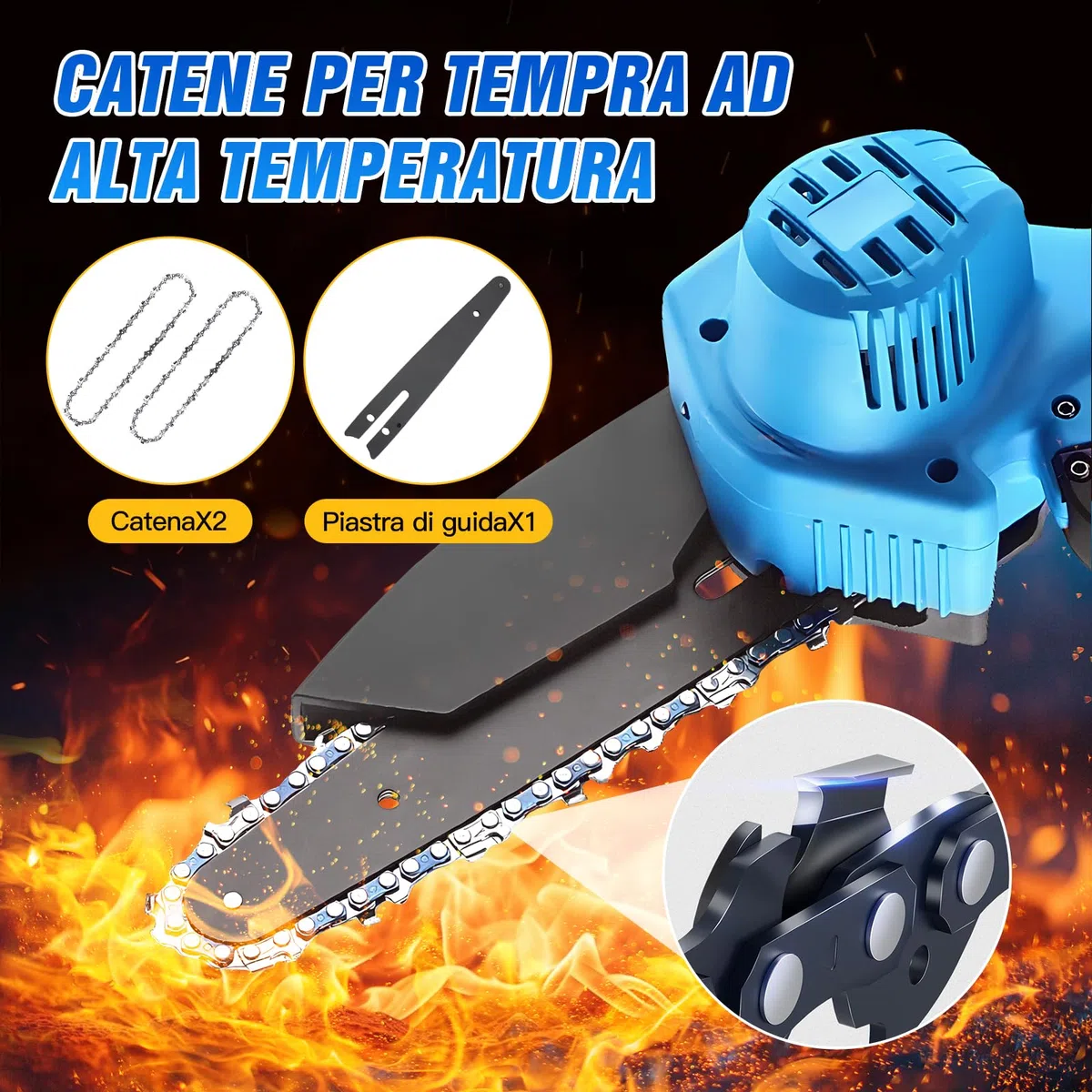 Cesoie a Batteria Per Potatura，Seghetto a Batteria，Kit Motosega e Forbici a Batterry，2 Batterry 48v 2000mah,Viene Fornito Con Catena e Forbici.