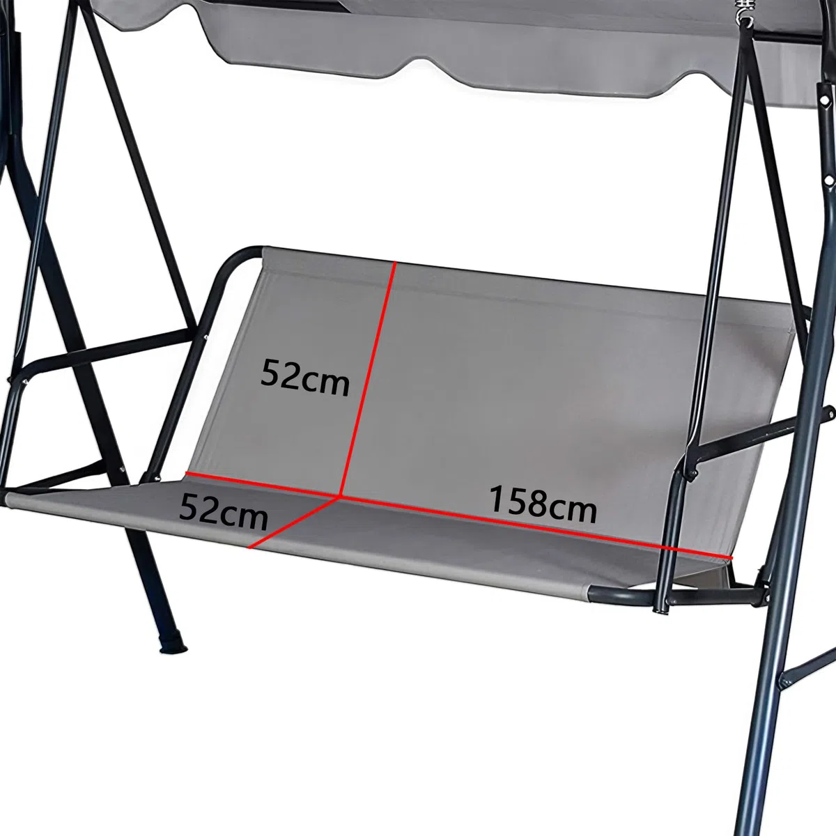Coprisedile di ricambio per dondolo da giardino, tessuto Oxford 900D, impermeabile, antivento, anti-UV, 2 e 3 posti, universale, per esterni, veranda, giardino, cortile, altalene (grigio, 158 x 52 x