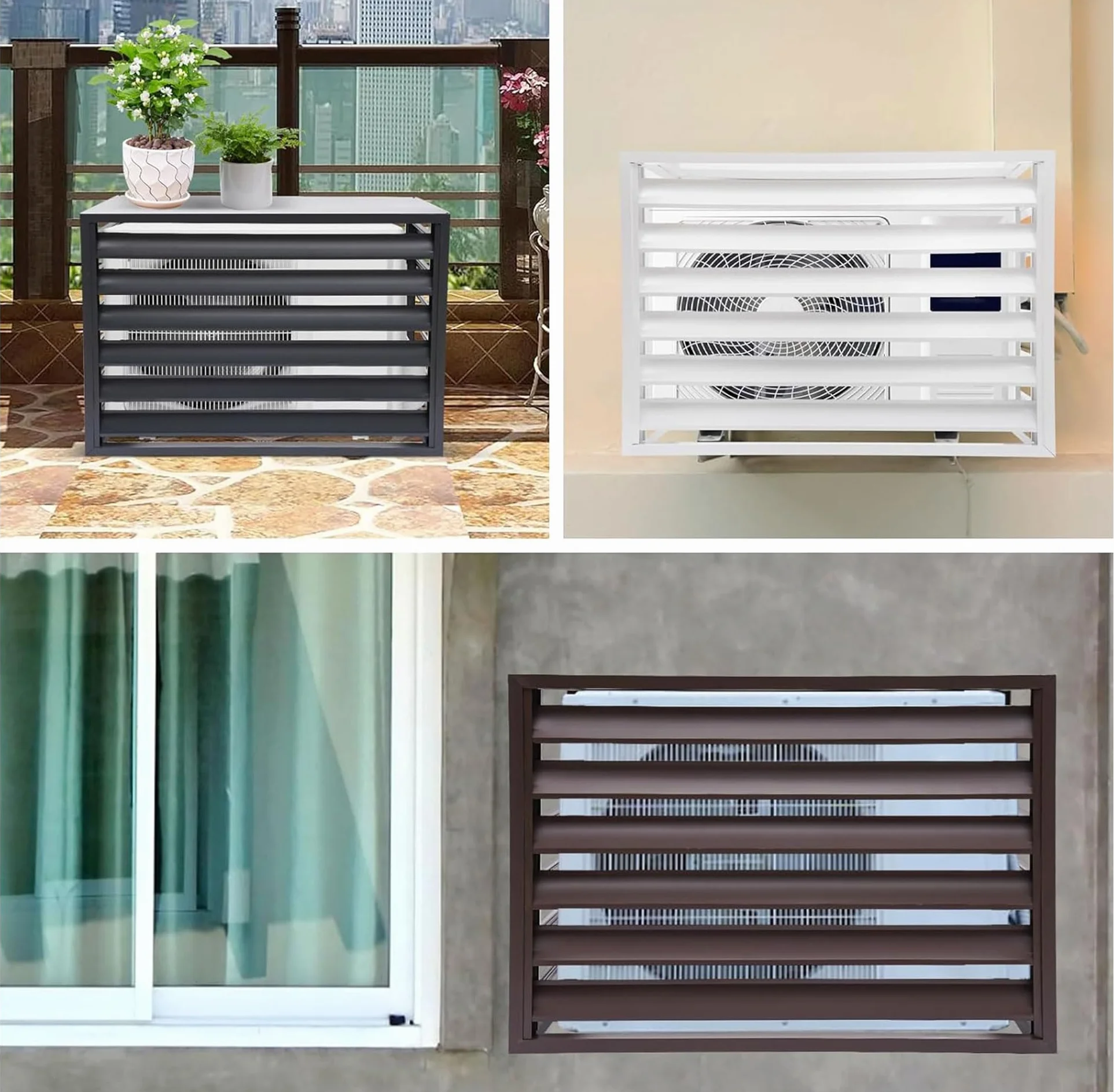 Copri Condizionatore da Esterno in Alluminio, L100*W50*H70 Copertura Protettiva - Evita Esposizione al Sole, Riduce Rumore, per Guardrail privacy balcone esterno Copertura AC in Alluminio