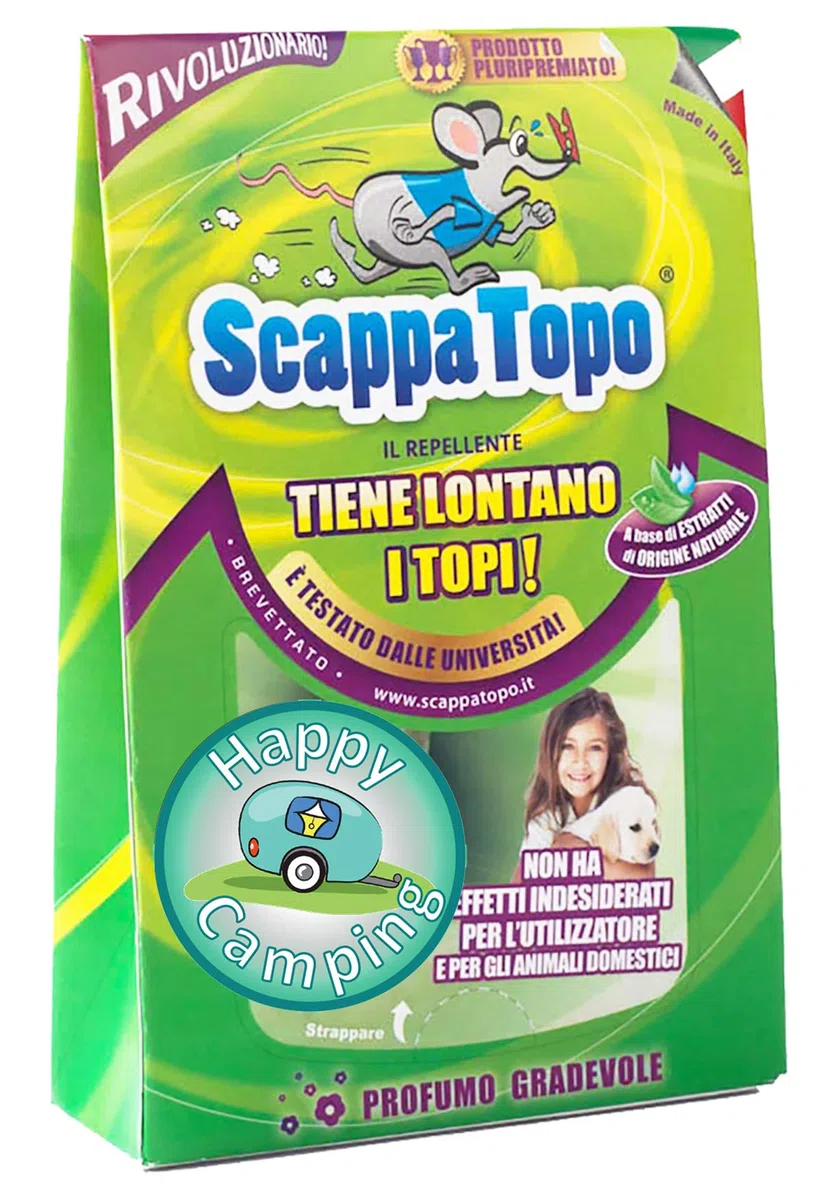 SCAPPATOPO IL BIO-REPELLENTE Camping – Repellente Topi Naturale per Caravan e Roulotte – Dissuasore per Topi Ecologico ad Azione Multisensoriale – Confezione 3 Pezzi da 50gr
